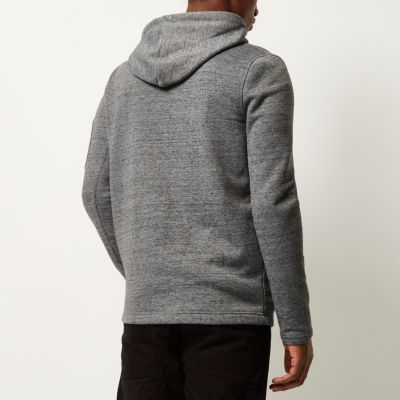 Grey minimal zip sleeve hoodie